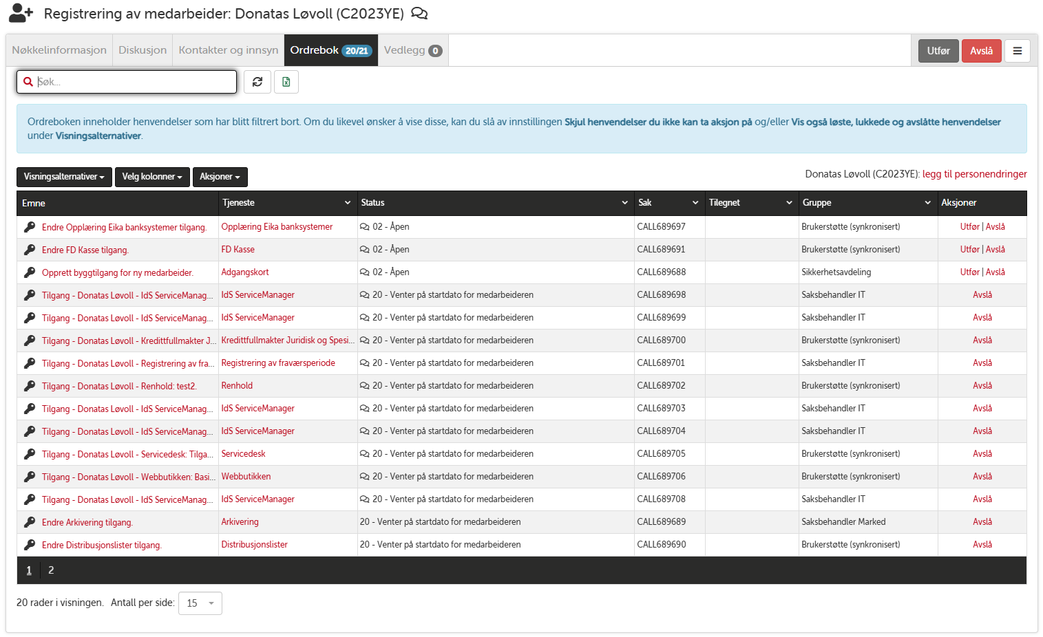 Sak for registrering av medarbeider — ordrebok